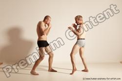 Underwear Martial art Man - Man White Moving poses Athletic Short Blond Dynamic poses Academic